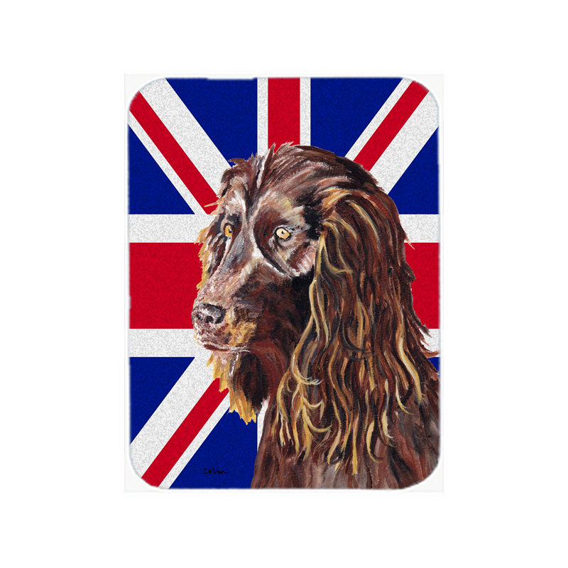 Caroline's Treasures Union Jack Boykin Spaniel with English British Flag Glass Cutting Board