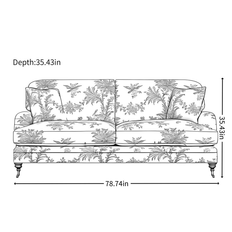 American Solid Wood Living Room Sofa, 35.43" H x 78.74" W x 35.43" D