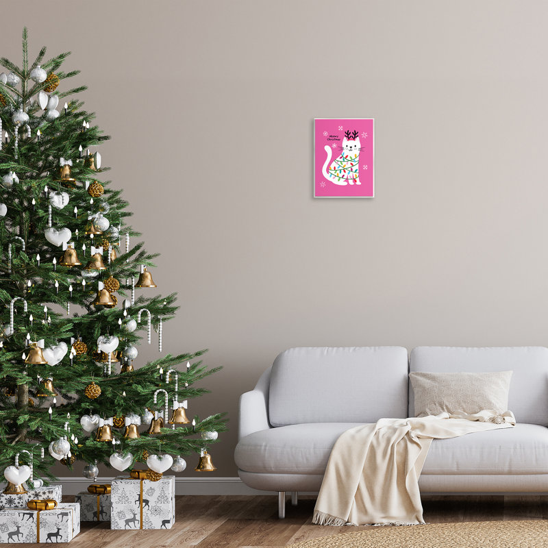 «Meowy Christmas Cat», plaque murale, conception par Nina Seven