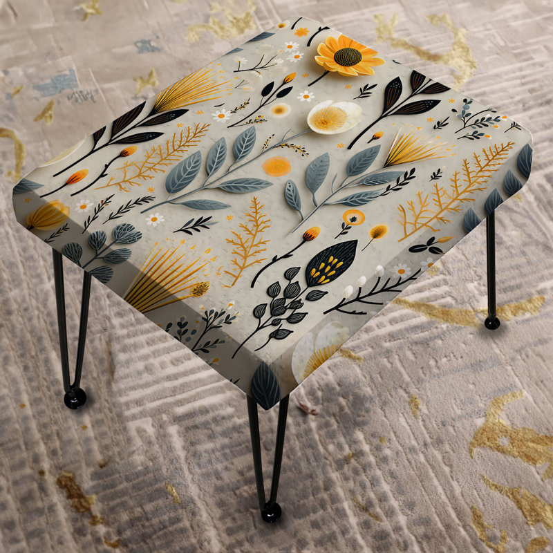 Nature's Exquis Floral Collage II - Repose-pieds rectangulaire floral