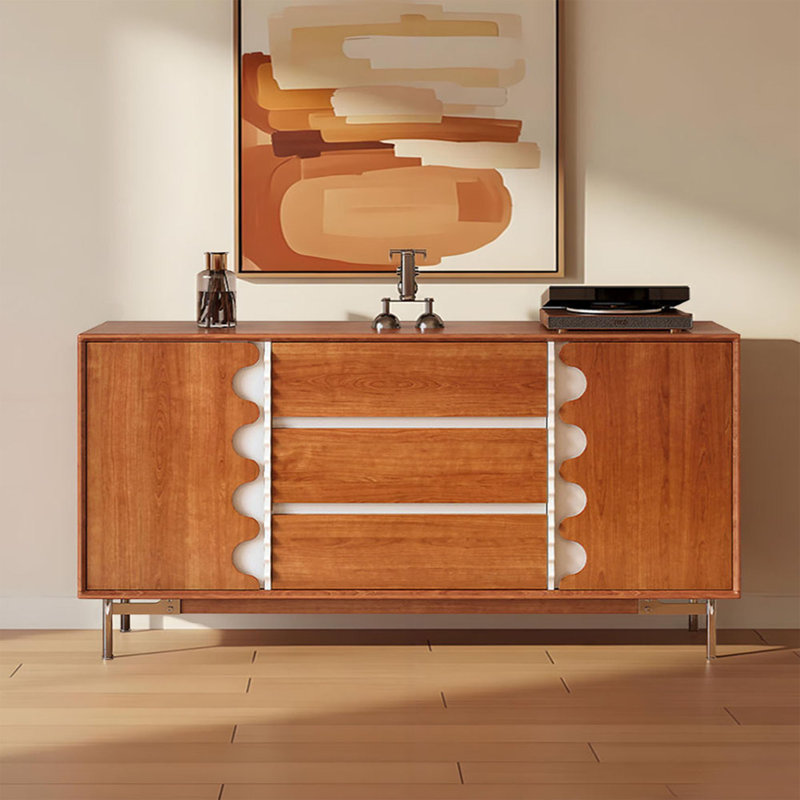 Buffet de rangement rétro en bois massif, H 37,79 po x l 62,99 po x P 15,74 po