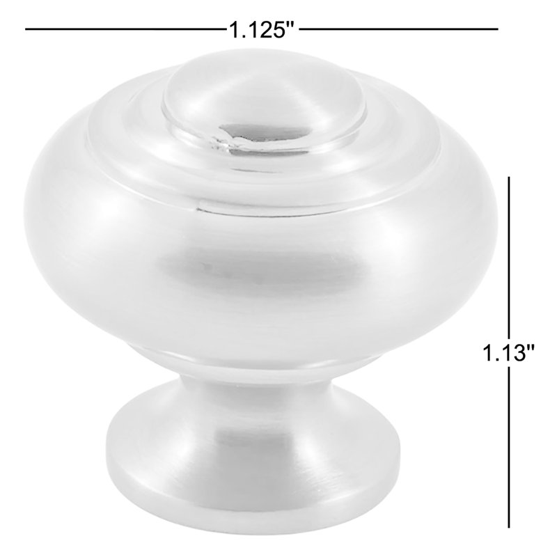 Poignée ronde de 1 1/8 po de diamètre, Nickel satiné