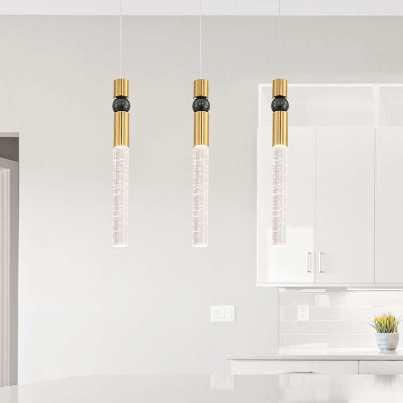 Mini-luminaire suspendu en cristal 1 lumière Lykan, Gold