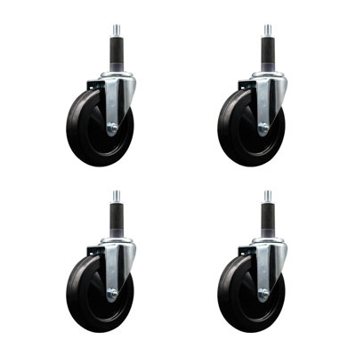 Soft Rubber Wheel Swivel 1 Inch Expanding Stem Caster Set SCC