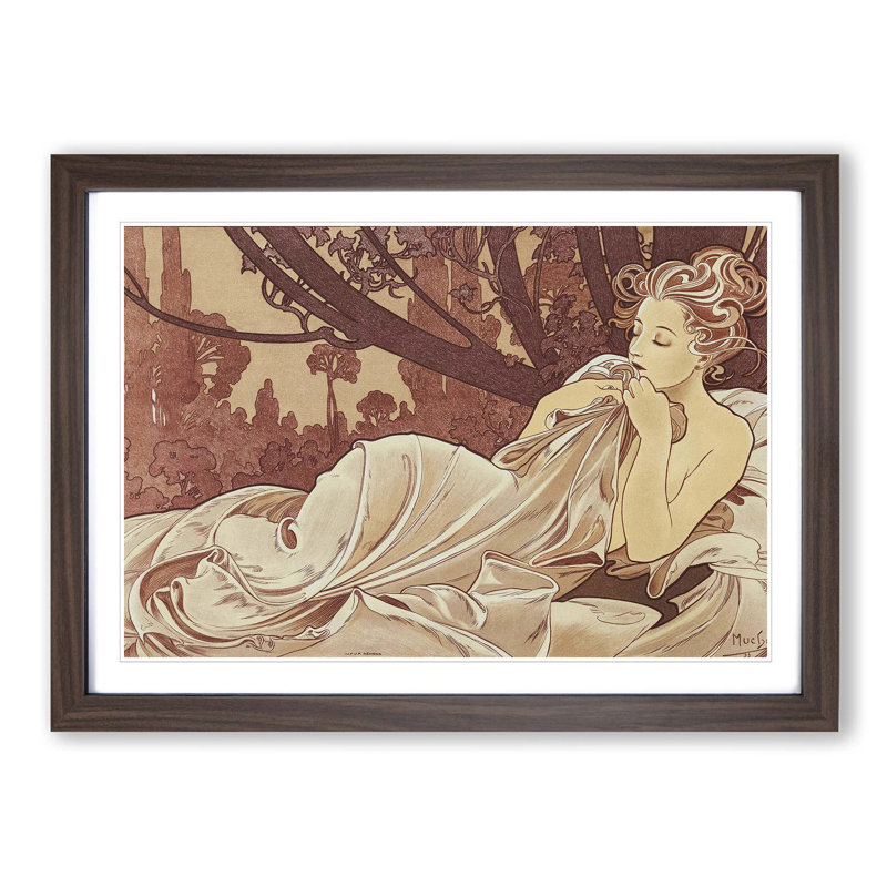 Dusk by Alphonse Mucha - Framed Print, Walnut