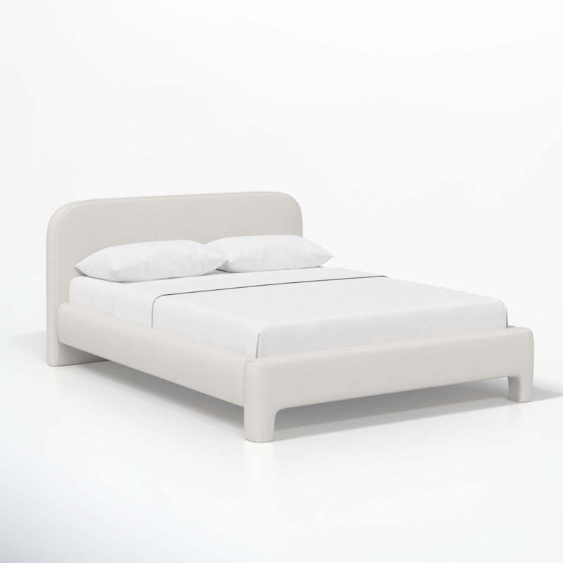 Illy Upholstered Standard Bed, Bella Light Gray Performance Velvet, California King
