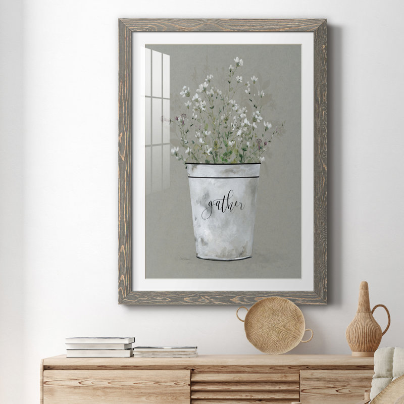 Bouquet de grâce, collection de seau, reproduction d'art sur papier, H 31 po x l 44 po x P 1 po, Gris
