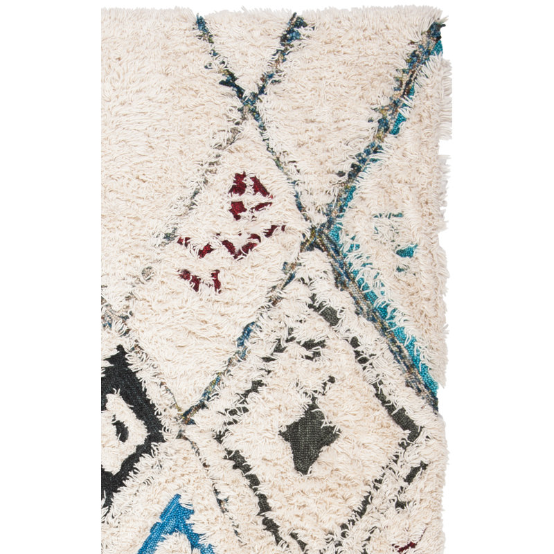Powell Shag Hand Tufted Wool Southwestern Rug, Rectangle 6' x 9'