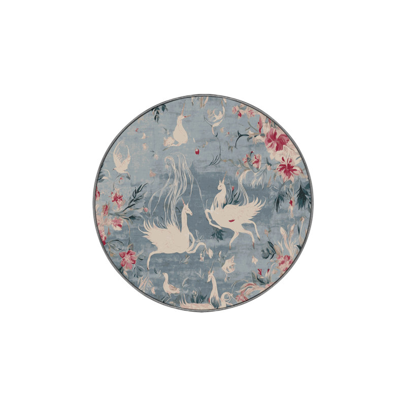 Tapis gris soyeux et moelleux, Rond 7 pi