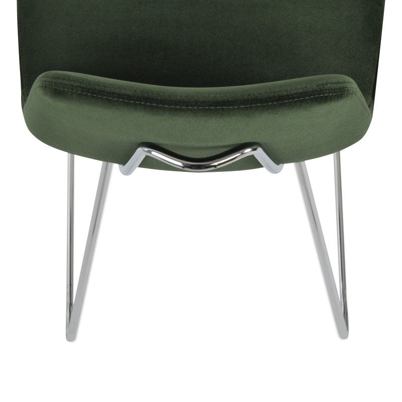 Tabouret de bar et de bar en velours vert Pera HB, Chrome, Tabouret de bar (siège d'une hauteur de 29 po)