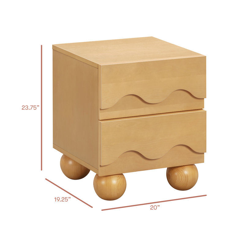 Lido Wave Assembled Nightstand, Honey