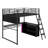 Full Size Metal Loft Bed With LED, Desk And Storage Shelves-499653609