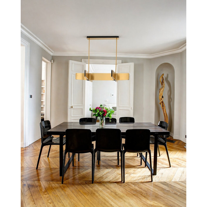 Lustre 7 lumières DEL en laiton avec diffuseurs en acrylique blanc