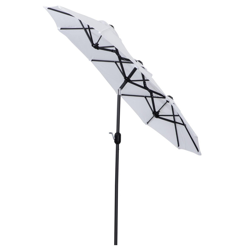 Parasol de terrasse extérieur avec mécanisme d'inclinaison, Blanc