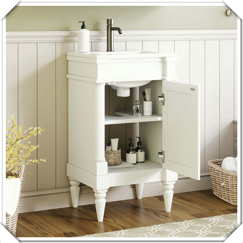 Meuble-lavabo autoportant moderne avec porte réglable, Blanc