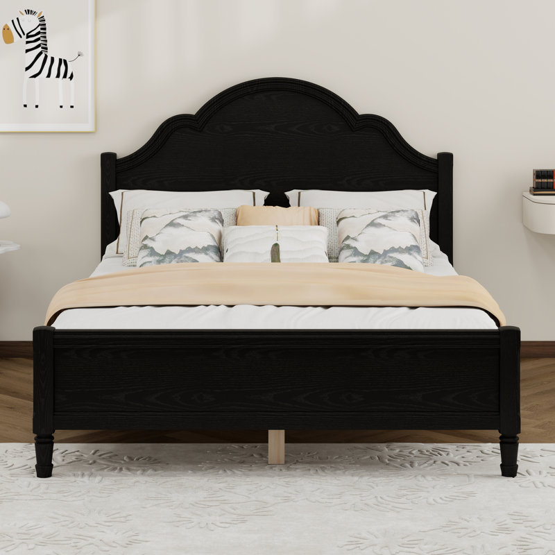 Lit plateforme en bois avec tête et pied de lit, lit de ferme moderne en bois pour enfants, adolescents, petits espaces