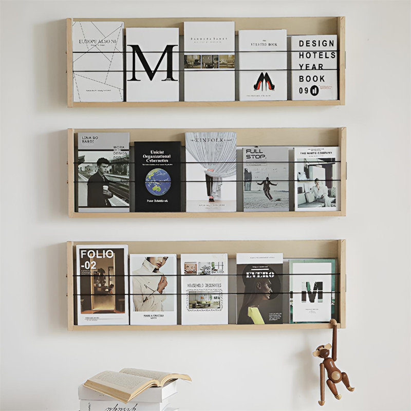Wall-Mounted Magazine Rack, 11.81'' H x 25.19'' W x 3.14'' D