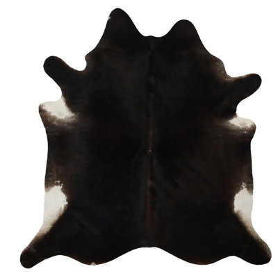 6' X 7' Feet Black Cowhide Handmade Soft Large Cow Hide Cow Skin Leather Animal Area Rug
