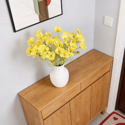 4PCS fausses fleurs sauvages, marguerites artificielles, fleurs en soie D Fleurs de marguerite artificielle avec tiges pour le centre de la table de salon (jaune)