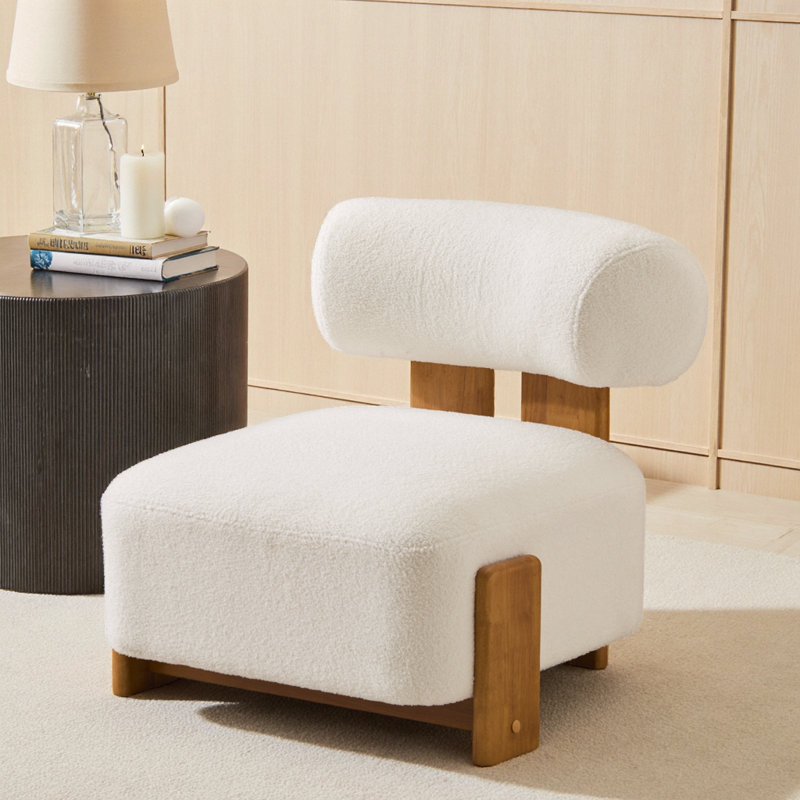 Méridienne Modern Boucle avec structure en bois massif et dossier roulé, fauteuil confortable pour le salon, la chambre à coucher ou le bureau