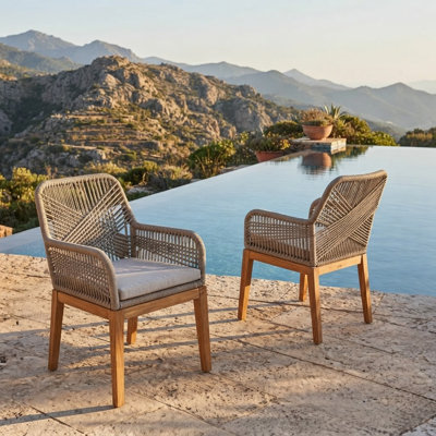 Jana Upholstered Kitchen & Dining Chairs - Solid Wood All-Weather Patio Armchairs