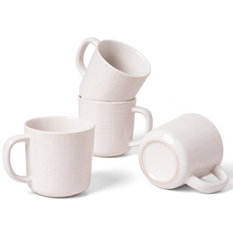  4 Piece Stoneware Coffee Mug Set, White
