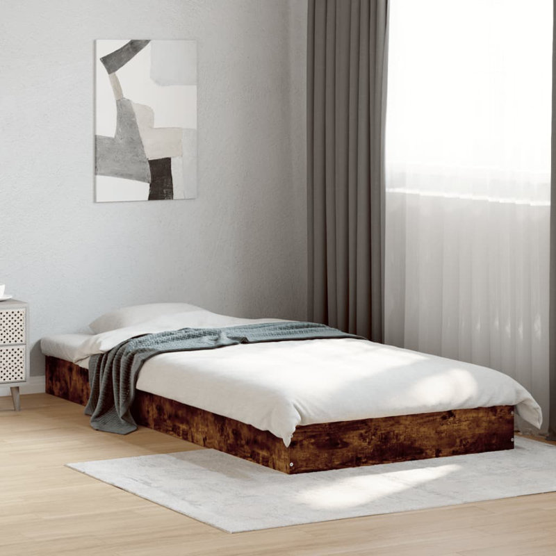 Vidaxl Bed Frame Small Single, Smoked Oak