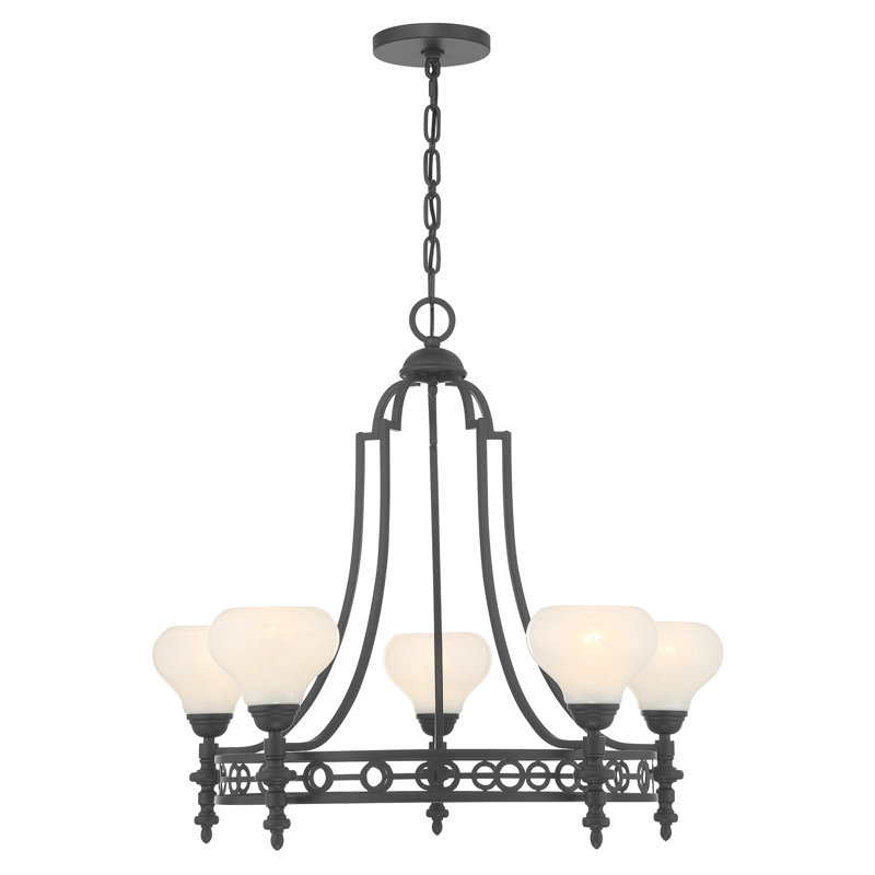 Lustre 5 lumières Hoekstra en noir mat, Noir