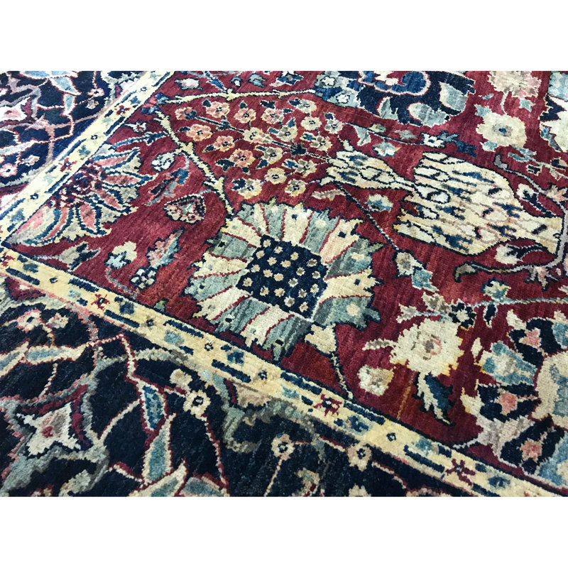 Sona Wool Oriental Area Rug in Red/Navy