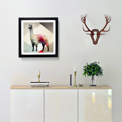 Llama Suprematism No.2 - Single Picture Frame Print on Wood
