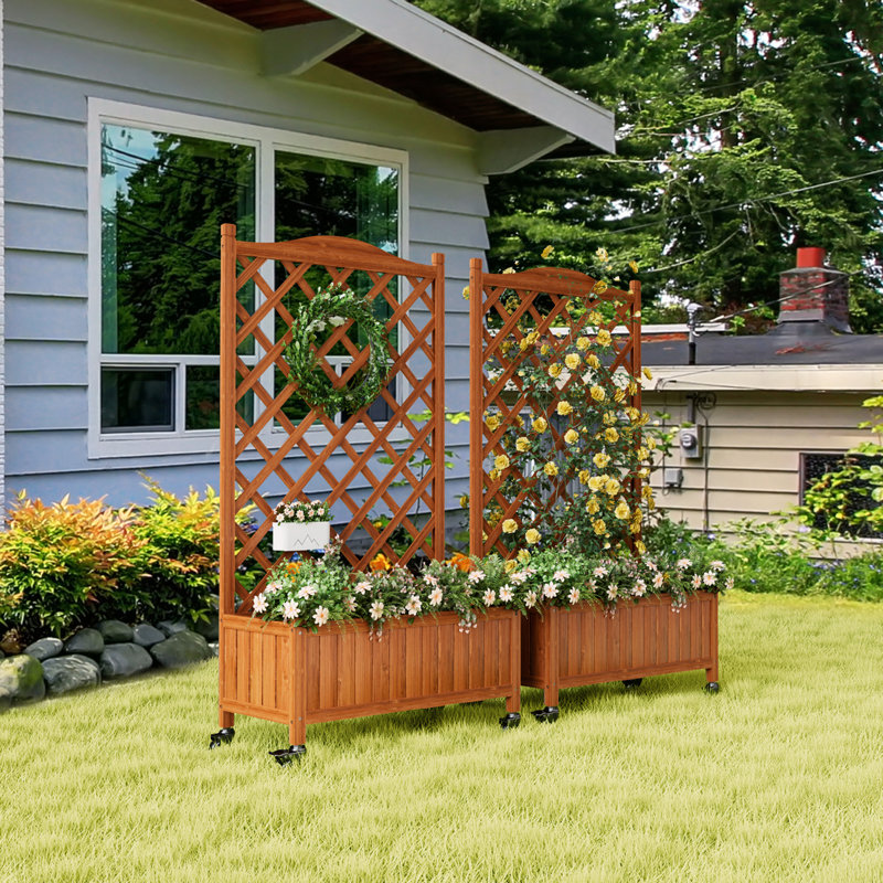 Handmade Wood Planter Box, Brown