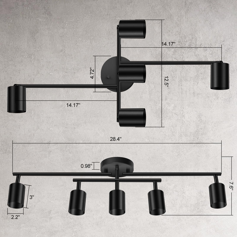 28.4'' 5 -Light Fixed Track Track Kit with Adjustable Head