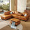 97.5"Oversized Sectional Leather Couch, L Shaped Couch with Ottoman