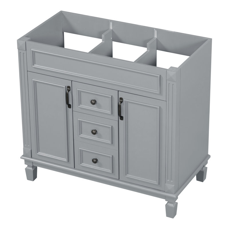 Meuble-lavabo de 36 po sans lavabo supérieur, armoire seulement, armoire de rangement moderne avec 2 portes à fermeture douce et 2 tiroirs