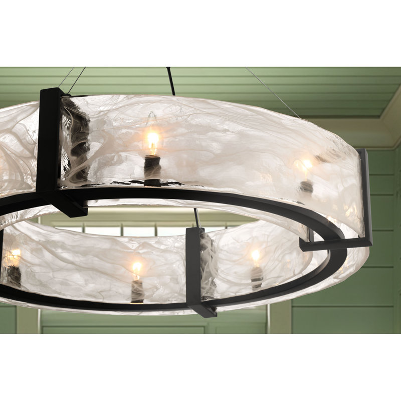 Cloud Break 8 - Light Steel Chandelier