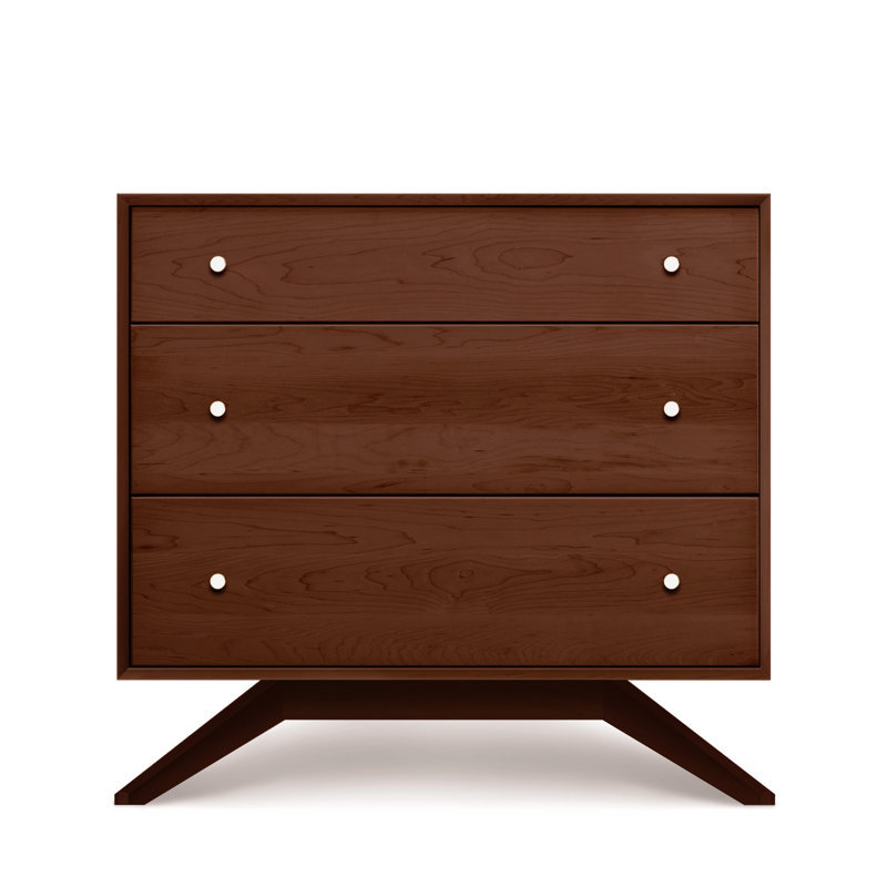 Table de chevet 3 tiroirs Astrid, Cerise cognac