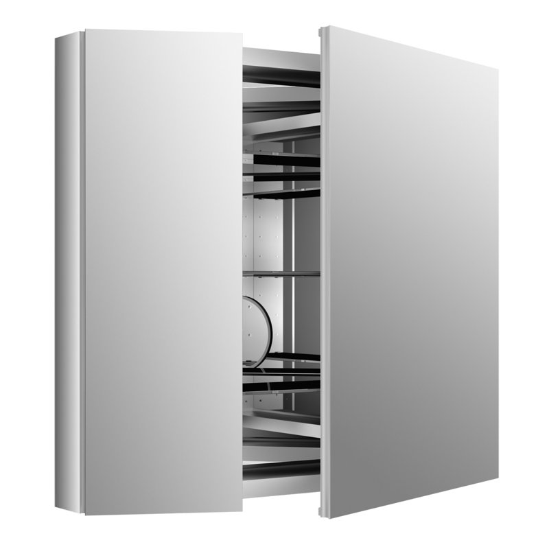 Verdera® Aluminum Medicine Cabinet with Adjustable Flip Out Flat Mirror, 34" W x 30" H