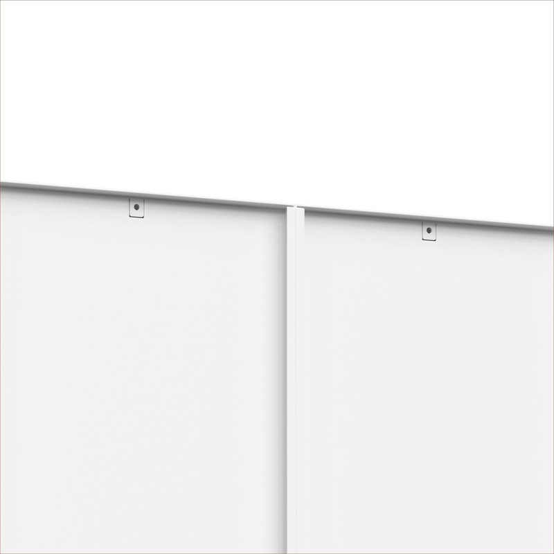 Grande bibliothèque moderne en métal à rangement mixte, étagères de rangement ouvertes et fermées blanches classiques pour le bureau à domicile et le salon