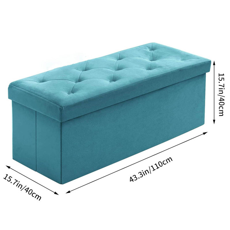Velvet Storage Bench, Teal