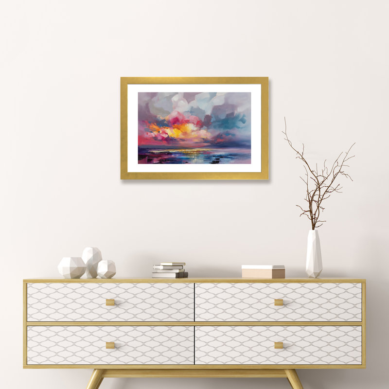 « deplacement » par scott naismith-reproduction d’art, H 16 po x l 24 po x P 1 po, Papier encadré doré