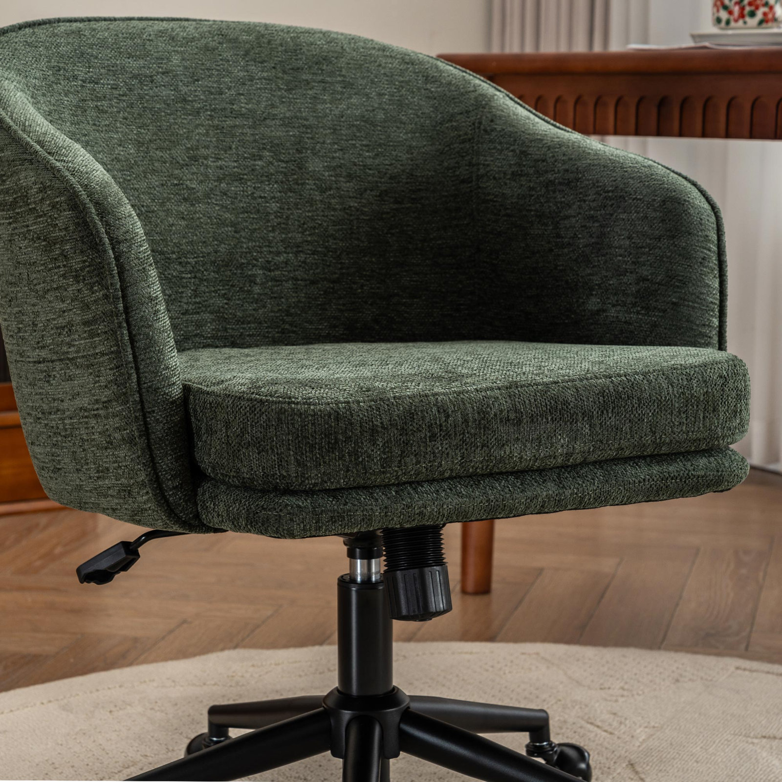 Toscani Swivel Office Chair, Green Chenille