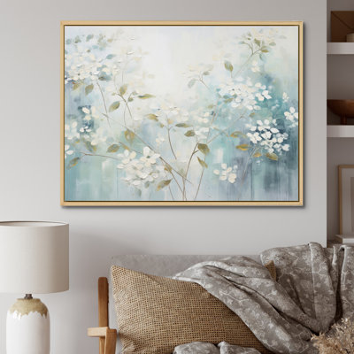 «Garden Landscape», art mural, impression florale tranquille bleue - Blue Tranquil Gardens I