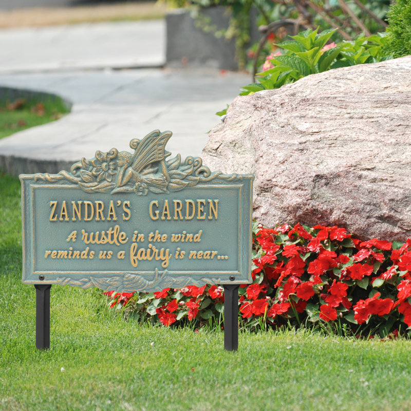 My Fairy Garden Personalized Lawn Plaque, Bronze Verdigris, Yes
