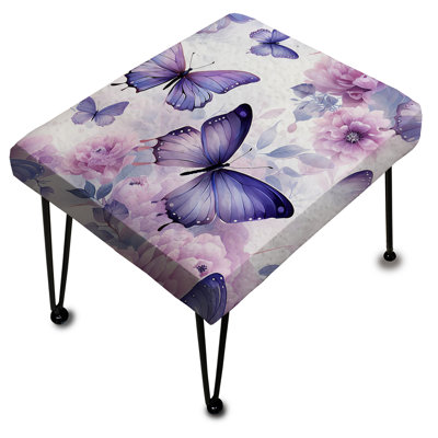 Flottement de papillons mauves - Repose-pieds rectangulaire à imprimé animal