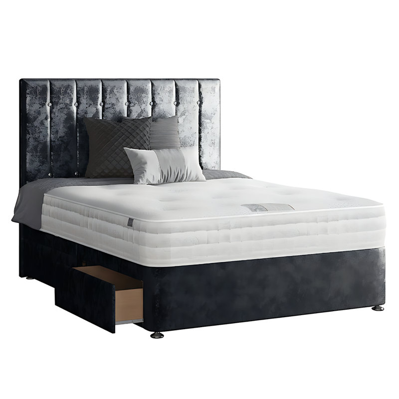 New Fairfield Upholstered Divan Bed, Single (3'), Truffle, 2 Left Drawers