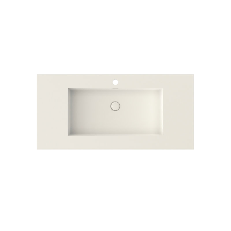 Lavabo de salle de bain en résine de pierre, surface solide, blanc mat, 39,59 po de profondeur, 18,95 de largeur, 6,51 de hauteur, 27,82 lb, adaptable à différentes configurations