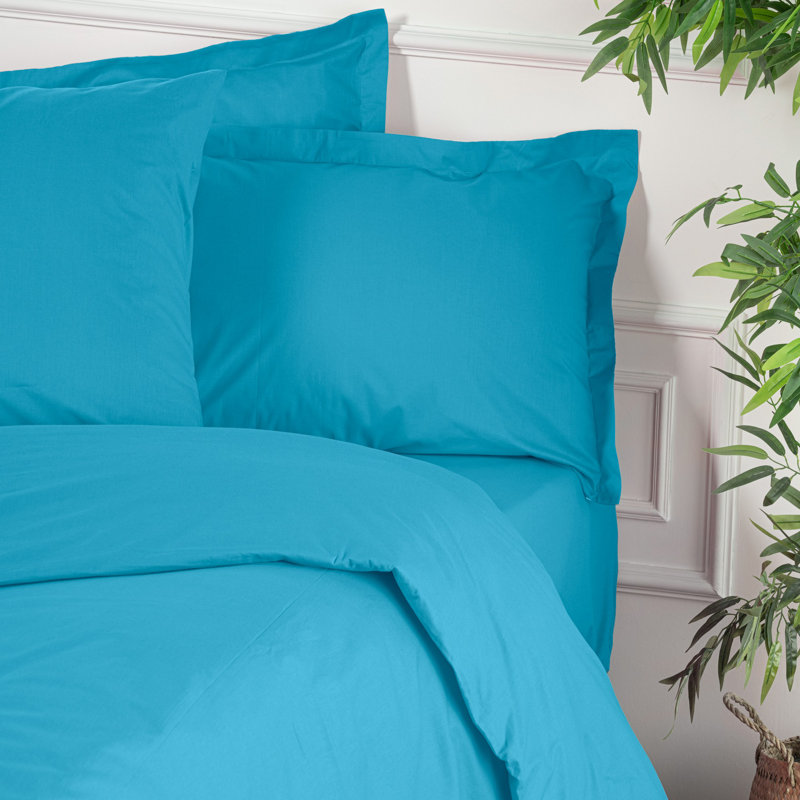 100% Cotton Ranforce Double Quilt Cover, Turquoise, 78.7 x 78.7 inches | 155 Thread Count, Button Closure | Machine Washable at 86°F | Soft, Durable & Stylish Bedding for a Cozy Bedroom Decor