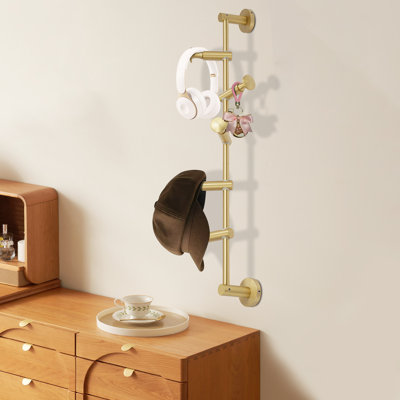 Wall Mounted Vertical Coat Rack With 5 Adjustable Hooks For Coats, Hats, Scarves, Bags