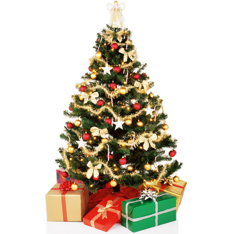 Life-Size Christmas Tree Cardboard Standup with Decorations