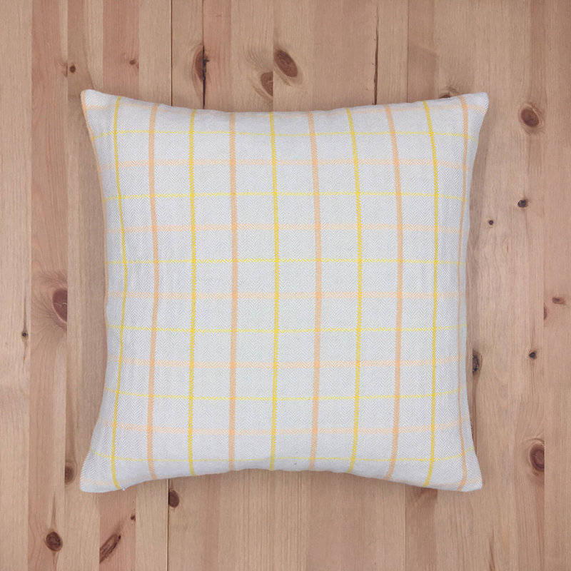 Housse de coussin London Plaid, Polyester, Jaune